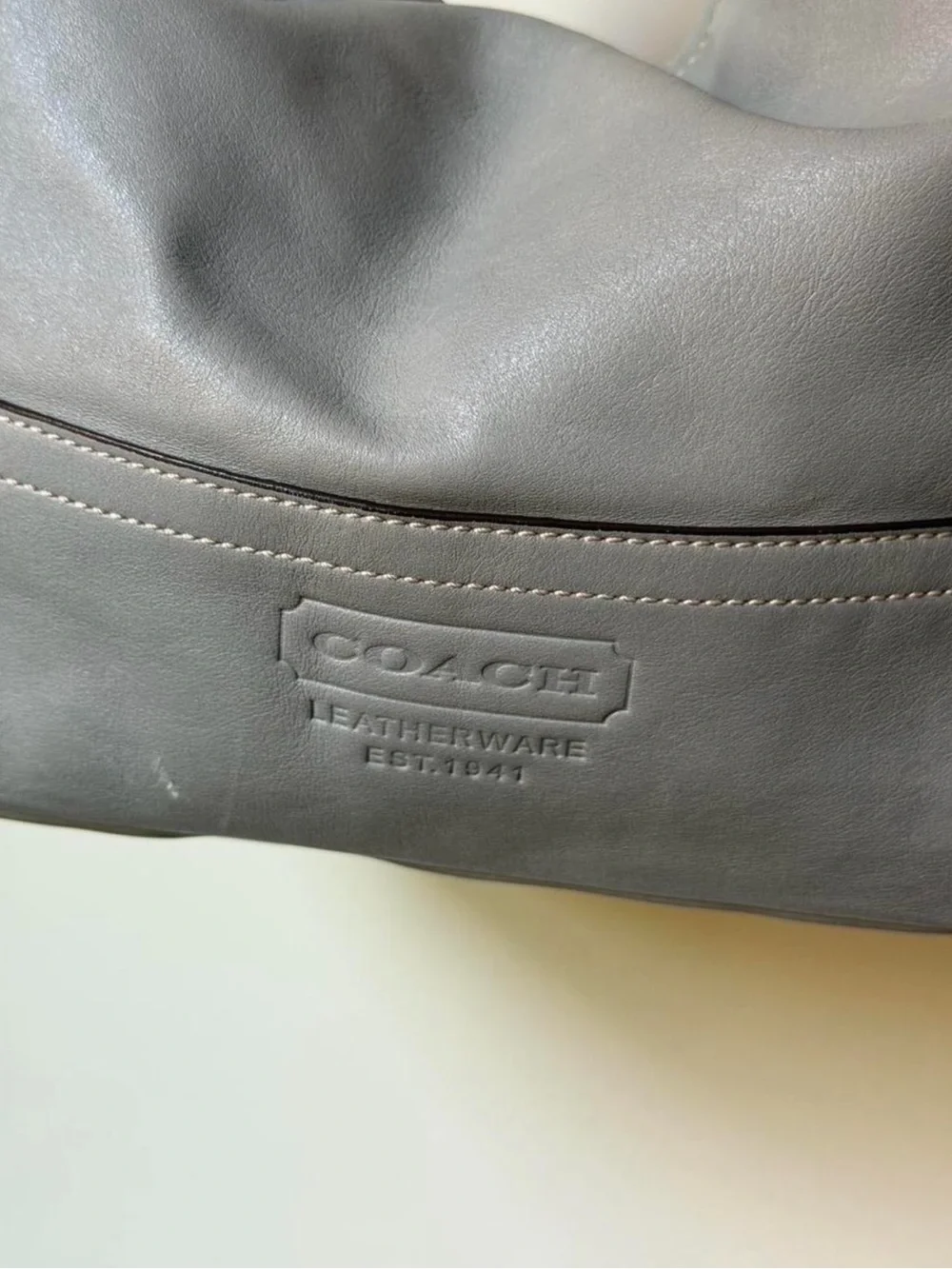 Coach Gray Leather Shoulder Hobo Bag